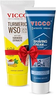 Vicco Turmeric WSO Cream for Pimples, Dark Spots, Hyperpigmentation & Blemishes + Turmeric Shaving Cream Foam Base Regular