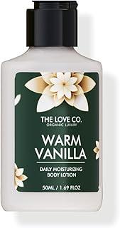 THE LOVE CO. Warm Vanilla Body Lotion | Deep Moisturizing Cream for Dry Skin | Unisex Hydrating Moisturizer with Jojoba Oil, Shea Butter & Vitamin E | Nourishing Skincare for Women & Men (50 ml (Pack of 1))