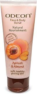 ODEON Face and Body Scrub 100ml (Apricot & Almond) | Exfoliating Body Scrub for Even & Glowing Skin | Reduce Fine Lines | Nutrient-Rich Almond Oil Scrub | Gentle Exfoliating Face Scrub