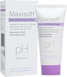 Maxisoft Baby Diaper Rash Cream 50 gm | Treats and prevents Diaper Rash | With Zinc Oxide, Calendula, Willow Herb, Witch Hazel, Aloe Vera, Vitamin B3, B5, E & | Paraben Free (Pack of 1 X 50 gm)
