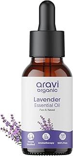 Aravi Organic Lavender Essential Oil For Healthy Hair & Growth, Skin, Hair Fall Control and Sleep - 100% Pure, Natural and Undiluted - 15 ml