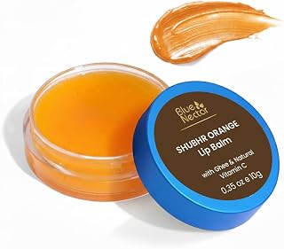 Blue Nectar Shubhr Orange Lip Balm & Gloss with Ghee And Natural Vitamin C for Dry Chapped Lips|100% Ayurvedic|Paraben & S
