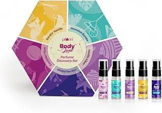 Plum BodyLovin' Liquid Perfume Discovery Set, 5x5ml Perfumes- Vanilla Vibes, Hawaiian Rumba, Orchid-You-Not, Everythin' Plum & Smokin' Vanilla, Long Lasting, Perfect Rakhi Gift Set For Sisters & Women