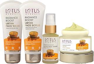 Lotus Herbals Radiance Boost Ubtan Cream 50g, Serum 30ml, FW 100g, Scrub 100g, Set of 4