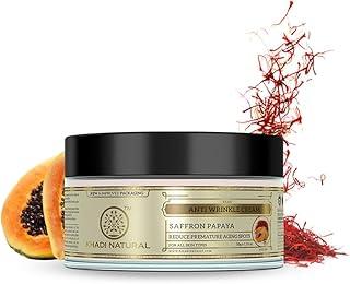 Khadi Natural Saffron and Papaya Herbal Anti Wrinkle Cream, 50g|Prevents premature aging|Skin brightening properties|Enhances natural radiance|Suitable for All Types of Skin