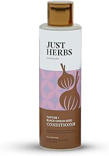 Just Herbs Ayurvedic Castor Conditioner with Onion Black Seed Oil & Bhringraj Shampoo For Color Treated Hair | Controls Frizz & Moisturizes Hair -100 ml