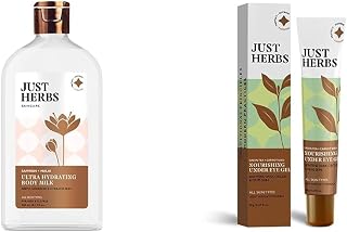Just Herbs Saffron + Malai Nourishing Body Milk Lotion- 300ml & Just Herbs Nourishing Under Eye Gel Cream 20 gm Combo