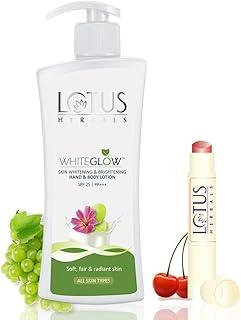 Lotus Herbals Whiteglow Skin Whitening & Brightening Hand & Body Lotion With Lip Therpay Cherry, Shea Butter, 300 ml, 2 Count