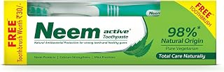Neem Active Toothpaste 200gm with Ultra Soft Manual Toothbrush | 100% Vegetarian | 98% Natural Origin | Enriched With The