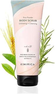 Kimirica Exfoliating Body Scrub for Tan Removal & Soft-Smooth Skin | For Men and Women | De-Tan Bathing Scrub with Rice Powder, Removes Dirt & Dead Skin from Neck, Knees, Elbows & Arms| exfoliate, cleanse & moisturizes in one step | 180gm