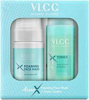 VLCC Acne X Face wash with 2% Salicylic Acid + Toner For Oil Free Skin Tone - 100ml + 125ml | 1% AHA & 2% BHA For Clear & Smooth Skin| Helps Control Excess Oil | Deep Cleansing Face Wash