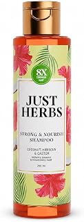 Just Herbs Strong & Nourish Shampoo | Coconut, Hibiscus, Castor & 11 Herbs | Reduce Hair fall | Natural Shampoo For Dry an