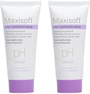Maxisoft Baby Diaper Rash Cream 50 gm | Treats and prevents Diaper Rash | With Zinc Oxide, Calendula, Willow Herb, Witch Hazel, Aloe Vera, Vitamin B3, B5, E & | Paraben Free (Pack of 2 X 50 gm)