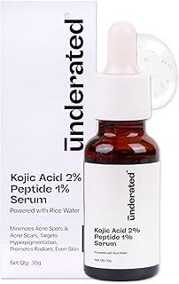 Underated Kojic Acid 2% + Peptide 1% Serum | Brightening & Spot Correction | With Rice Water | Treats Hyperpigmentation & Acne Scars | For All Skin Types | 30g