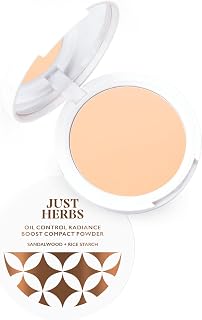 Just Herbs Oil Contarol Radiance Booster Age Defying Compact Powder for face Makeup 9g (Natural)