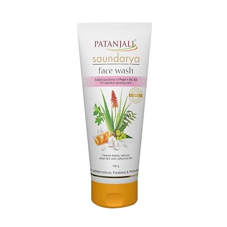 Patanjali Saundarya Face Wash 100g - Acne Control Brightening Herbal Daily Face Cleanser