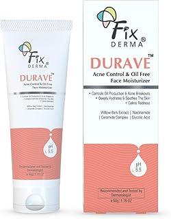 Fixderma Durave Acne Control & Oil Free Moisturizer for Face with Glycolic Acid | Niacinamide | Oily Skin | Face Moisturizer for Women & Men - 50 gm