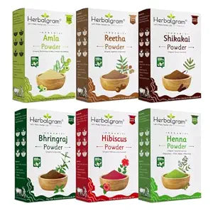 Herbalgram Amla Reetha Shikakai Bhringraj Hibiscus Henna Powder 600g