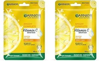 Garnier Skin Naturals, Face Mask, Hydrating, Brightening & Anti-Dark Spots, Bright Complete, 1 pc, 28g (Pack of 2)