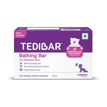 Tedibar Moisturising Baby Bathing Bar 75g (Pack of 1) 100% Soap Free No. 1* Pediatrician P