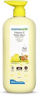 Mamaearth Vitamin C Daily Glow Body Lotion For Skin Brightening with Vitamin C & Honey 400ml|Nourishes Dry Skin|48 H Moisturization| 100% Natural Butter | Non-Greasy Smooth Skin | For All Skin Types
