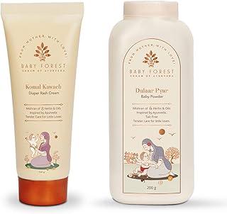 Baby Forest Dulaar Pyar Baby Powder | Talc-Free Baby Powder (200g) with Komal Kawach Diaper Rash Cream (100g)