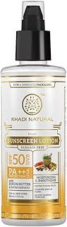 Khadi Natural Sunscreen Lotion SPF 50 PA++ | Non Sticky, No White Cast Formula | Paraben Free | Lightweight Protection | Suitable for All Skin Types | 100 ml