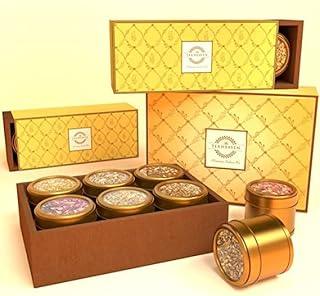 The Tea Heaven | 6 Assorted Teas Gift Box, Set Of 6 Unique Teas | Kashmiri Kahwa | Saffron Masala Chai | Lemongrass Green Tea | Mint Green Tea | Turmeric Herbal, Loose Leaves, 516 Gm