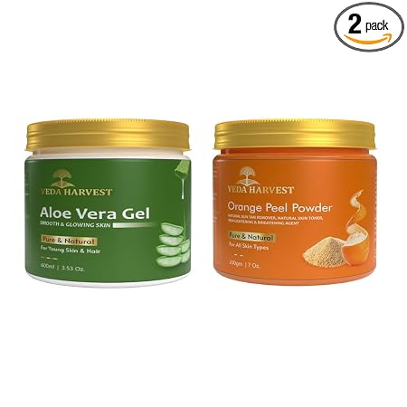 Veda Harvest Aloe vera gel and Orange Peel powder | 2GMS