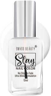 Swiss Beauty Slay Nail Color | Glossy Finish, Long Lasting Nail Paint| Chip resistant, Quick drying Nail Polish | Shade- Top Coat, 25Ml