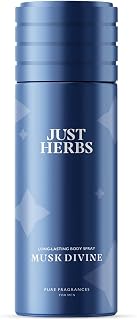 Just Herbs Long Lasting, Refreshing Body Spray, Natural Deodorant for Men - Phthalate-Free Formula,150 ml (Musk Divine)