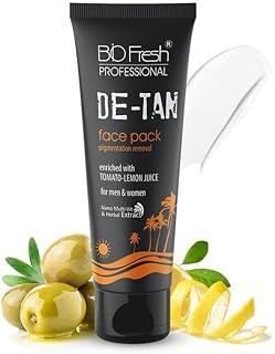 BIOFRESH De-Tan Face Pack - 75ml Instant Tan Removal & Sun Damage Protection Pack for Glowing Skin with Tomato & Lemon Juice Oil Control Facial Pack for All Skin Types (Pack of 1)