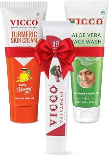 Vicco Vajradanti Toothpaste for Healthy & Strong Teeth + Turmeric Skin Cream with Goodness of Sandalwood Oil + Aloe Vera