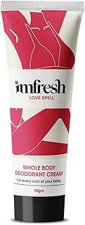 Imfresh Women Deodorant Cream For Whole body & Underarms Areas - Long Lasting Fragrance | Prevents Odour & Reduces Pigmentation (50gm, Love Spell) (Pack of 1)