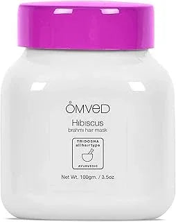 Omved Hibiscus Brahmi Hair Mask - Ayurvedic Hair Pack Powder with 14 Natural Herbs for Dandruff and Itchy Scalp Treatment, 100 g