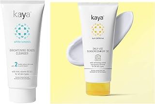 Kaya Clinic Brightening Beads Cleanser, Vitamin E & B3 enriched everyday brightening face wash, 100 ml And Kaya Clinic Daily Use Sunscreen SPF 30, 75ml