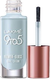 LAKMÉ 9 To 5 Primer + Gloss Glossy Finish Nail Colour, Blue Scape, 6 Ml