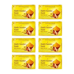 Patanjali Haldi Chandan Kanti Body Cleanser Soap for Men and Women(150g, Pack of 8), Nouri