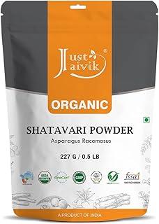 Just Jaivik Organic Shatavari Powder - 227 Gm | Female Tonic & Herbal Health Supplement for Women's Hormonal Balance & Wellness | No Added Preservatives or Additives, Vegan, USDA,Jaivik Bharat And Non-GMO Approved