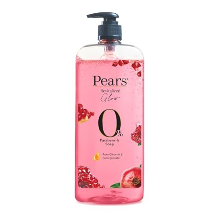 Pears 98% Pure Glycerin Revitalized Glow Body Wash with Pomegranate and 0% Parabens & Soap