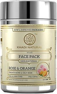Khadi Natural Ayurvedic Rose & Orange Face Pack | Face Pack for Glowing Skin | Natural Face Pack for Exfoliating Skin | Free from Harsh Chemicals | Suitable for All Skin Types | 50gm
