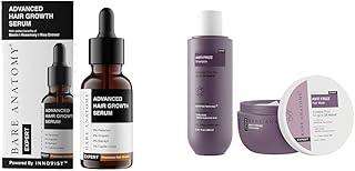 Bare Anatomy Advanced Hair Growth Serum | 3% Redensyl + 4% Anagain + 3% Baicapil + 1% Capilia Longa,for Women & Men | 30mL Anti Frizz Shampoo + Hair Mask Kit Women & Men | 250ml + 250g