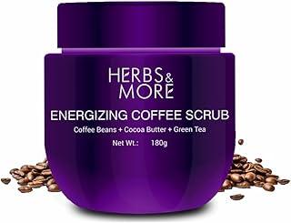 HERBS & MORE Coffee Scrub | Exfoliating & Refreshing Body Scrub | Reduces Cellulite, Evens Skin Tone | Made with Natural Coffee Grounds | For Soft, Smooth, Radiant Skin, 180g - Pack 1