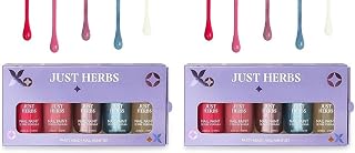 Just Herbs Party Ready Nail Paints Set, 12 Chemical Free Formula, Quick Dry and Glossy Finish Nail Polish Gift Set of 5 (1 Pack of 2