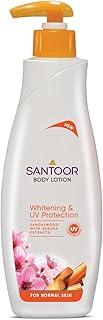 Santoor Perfumed Body Lotion with Sandalwood & Sakura Extracts for Skin Whitening & UV Protection| Deep Moisturization & Sunburn Reduction| Non-Greasy Lotion For Normal Skin| 400ml