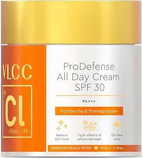 VLCC Clinic ProDefense All Day Cream SPF 30-100g | Defense Against Sun Damage | Powered By Pomegranate + Kombucha | Anti-UVA & UVB, Anti-Photo Damage for Brighter Skin Complexion