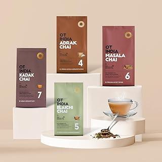 OT India Trial Pack - Adrak, Elaichi, Masala & Kadak Chai | Natural, Healthy, Energizing Tea (200 gm x Pack of 4)