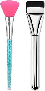 Flat Face Pack Brush for Liquid Makeup, Face Mask Liquid Foundation Brush, Metal Makeup Applying Brush Mud Clay Mask Brush Makeup Brushes Facemask Brushes, Pack of 2