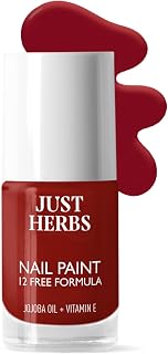 Just Herbs Nail Polish 12 Chemical Free Formula Quick Dry, Glossy Finish and Long Lasting Nail Paints (Burgundy Beauty)