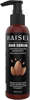Raisel Hair Serum with Amla, Argan & Almond Oil – Anti-Frizz, Smooth Shine & Heat Protection | Lightweight, Non-Sticky Formula | For Men & Women | 100ml